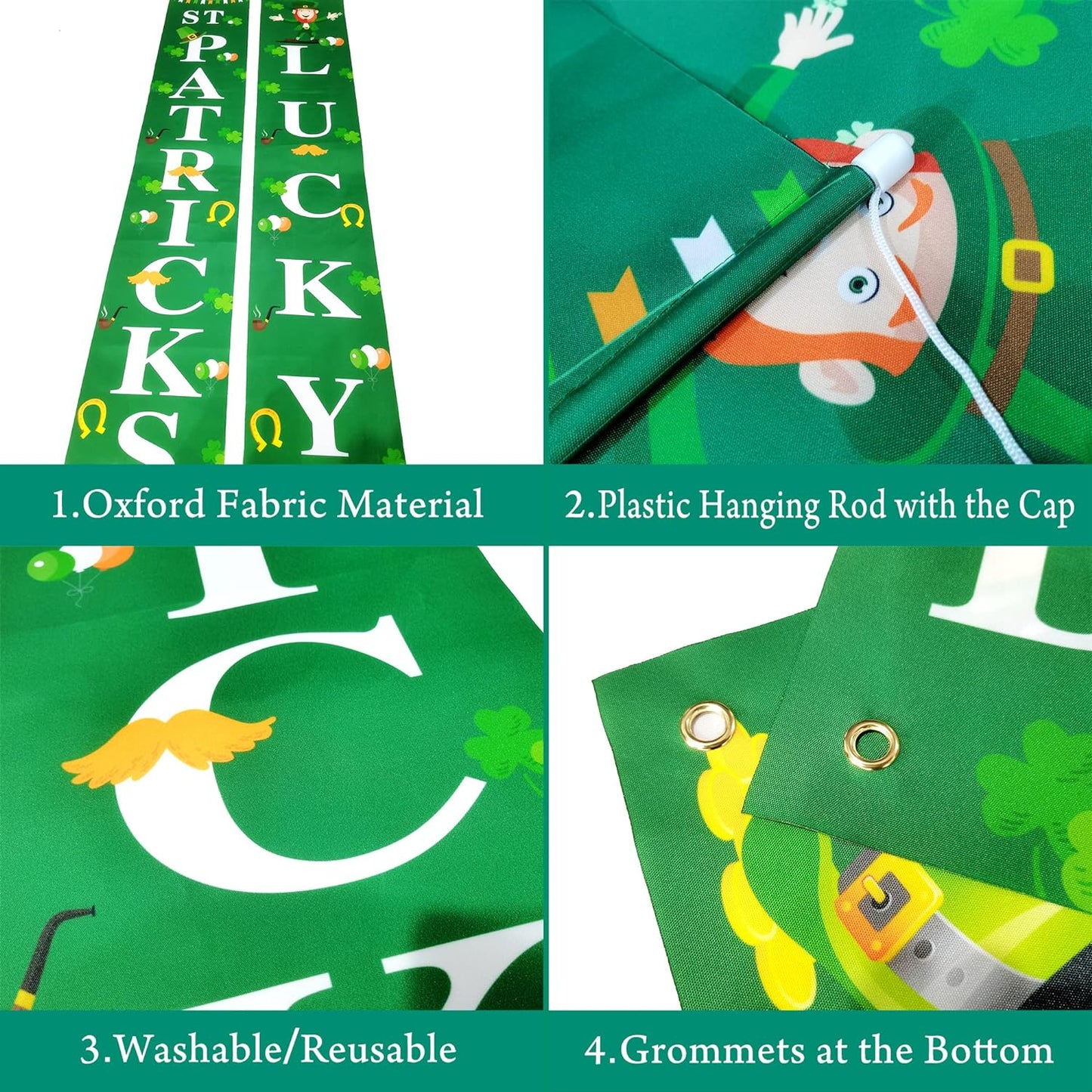 Huge, Lucky St Patricks Day Banner, 2 Pieces - 72x12 Inch | Happy St Patricks Day Banner, St Patricks Day Party Decorations | Lucky St Patricks Day Porch Sign, St Patricks Day Decorations for The Home