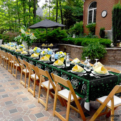 KatchOn, Green and Black Graduation Tablecloths - XtraLarge 108x54 Inch, Pack of 3 | Green and Black Graduation Decorations 2026 | Graduation Tablecloth 2026, Graduation Table Decorations