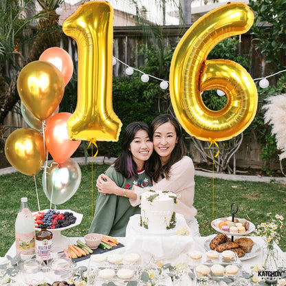 Gold Number 16 Foil Balloon