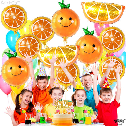 KatchOn, Huge Orange Fruit Balloons - Pack of 11| Orange Slice Balloons | Little Cutie Balloons for Orange Fruit Party Decorations | Orange Mylar Balloons for Little Cutie Baby Shower Decorations