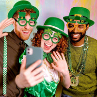 KatchOn, Glitter St Patricks Day Glasses - Pack of 6 | St Patricks Day Photo Booth Props for St Patricks Day Decorations | Saint Patricks Day Glasses for St Patricks Day Decor | Shamrock Glasses