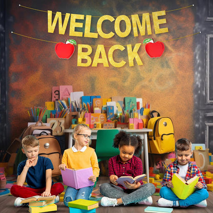 KatchOn Glitter Welcome Back Banner Pre Strung - 10 Feet, Classroom Decor