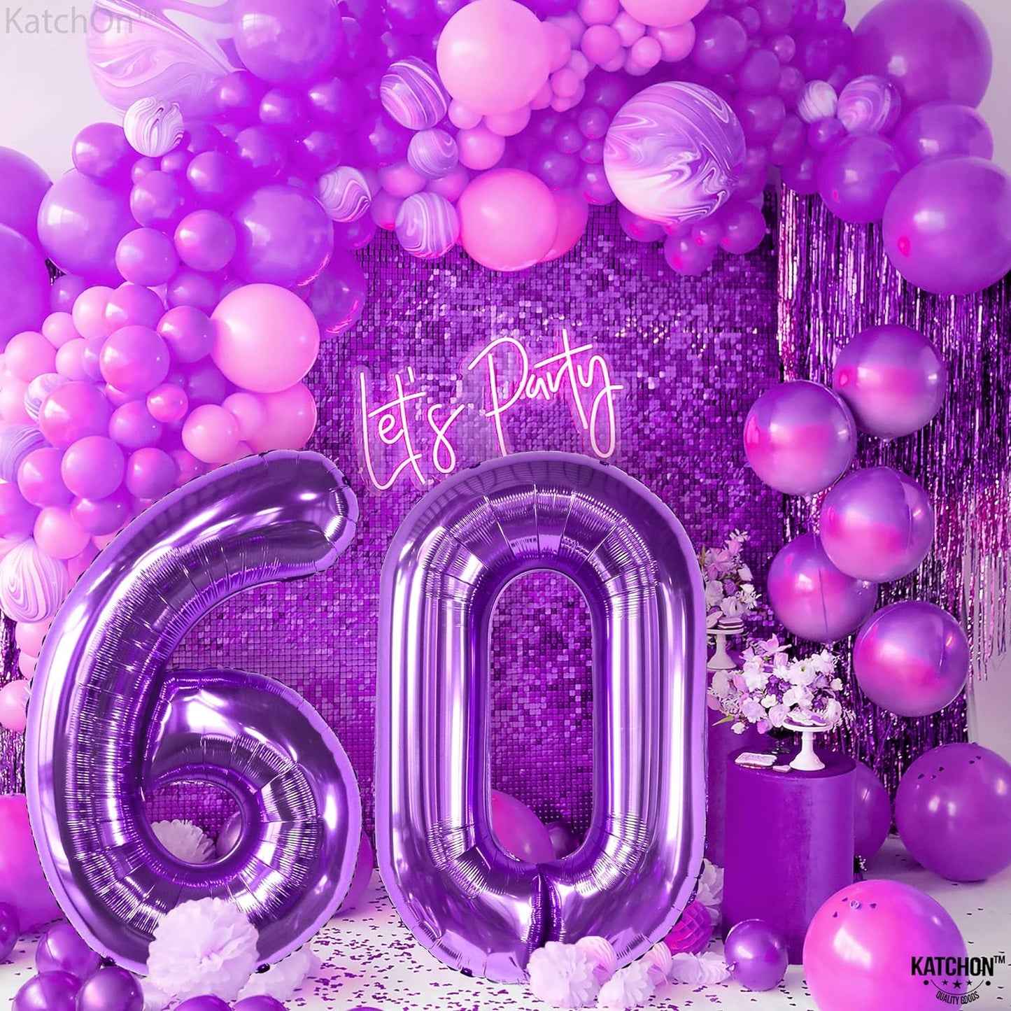 KatchOn, Big Purple 60 Balloon Numbers - 40 Inch | Purple 60th Birthday Decorations | 60th Birthday Balloon Purple for Happy 60th Birthday Decorations Purple | 60th Birthday Decorations for Women