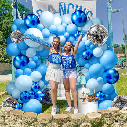 KatchOn, 180 Pcs Blue Balloons Garldan Arch Kit - Different Sizes 18, 10, 5 Inches | Pastel Blue and Metallic Blue Latex Balloons for Blue Birthday Decorations | Latex Balloons, Blue Party Decorations