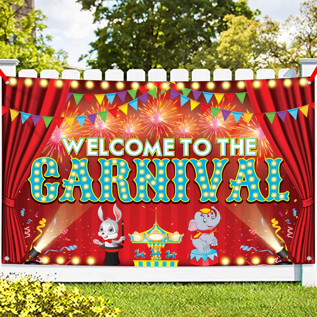 KatchOn, Welcome to the Carnival Banner - XtraLarge 72x44 Inch | Carnival Decorations, Circus Backdrop Banner | Circus Theme Party Decorations, Outdoor Events, Party Games, Photo Props Decor