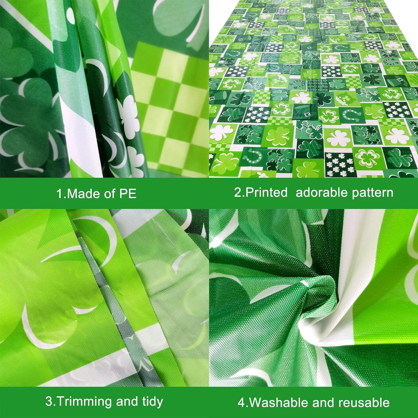 KatchOn, XtraLarge St Patricks Day Tablecloth - 54 x 108 Inch, Pack of 2 | St Patricks Day Table Cloth for St Patricks Day Table Decorations | Shamrock Tablecloth | Saint Patricks Day Decorations