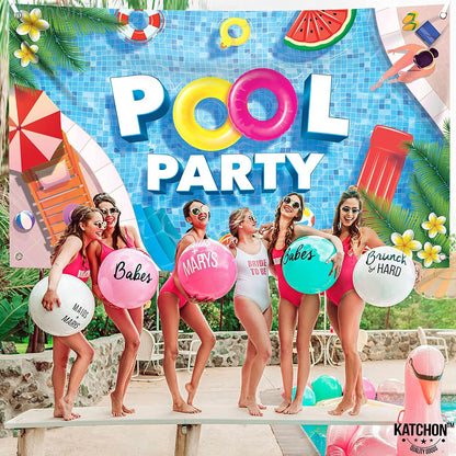 KatchOn Pool Party Banner 72x44 Inch | Pool Party Banner, Pool Party Decorations, Summer Backdrop for Summer Party Decorations