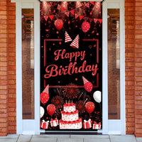 KatchOn, Red Happy Birthday Banner - XtraLarge, 74x36 Inch | Red and Black Birthday Decorations | Happy Birthday Door Banner for happy birthday Decorations