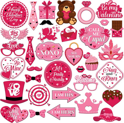 KatchOn, Pink Valentines Day Photo Props - Huge, Pack of 35 | Valentines Photo Booth Props for Valentines Day Decorations | Valentines Photo Props, Valentine Decorations | Galentines Day Decoration