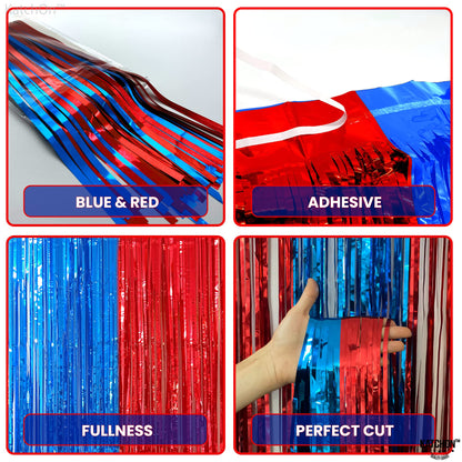 KatchOn Xtralarge Streamers - Red & Blue, 8x3.2 Feet | Fringe Curtain, Party & Carnival Decorations - Circus Theme