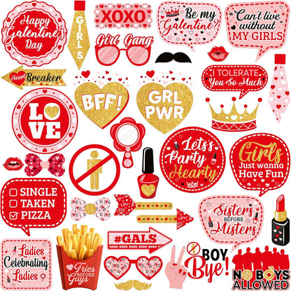 KatchOn, Red Galentines Photo Props - Pack of 35 | Galentine Photo Booth Props for Galentines Decorations | Galentines Day Decorations for Party | Galentines day photo props | Galentine Decor