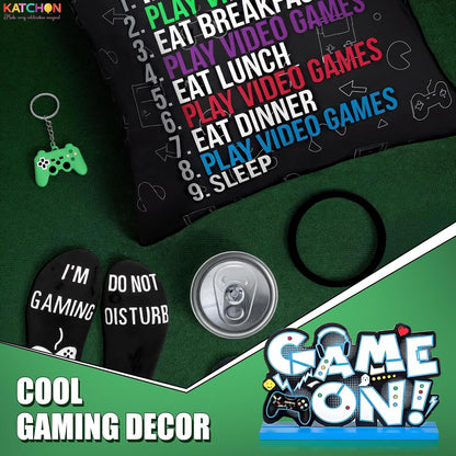 KatchOn, Gamer Gift Set - Pack of 5 | Christmas Stocking Stuffers for Teen Boys, Pillow Cover, Socks, Keychain, Bracelet & Centerpiece | Birthday, Gaming Gift for Boys, Boyfriend | Gamer Accessories