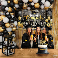 KatchOn, Black and Gold Decorations Class of 2026, Huge, Pack of 77, Disco Congrats Grad Banner, Foil Fringe, Balloon Boxes, Balloon Arch, Party Supplies, 2026 Graduation Decorations, Grad party Decor