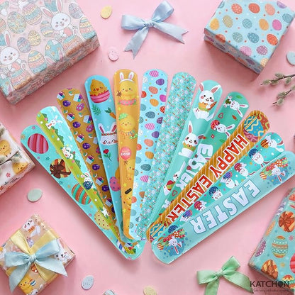 katchon easter bracelets pack of 40 easter basket stuffers easter party favors egg fillers slap bracelets for classroom gifts classroom prizes