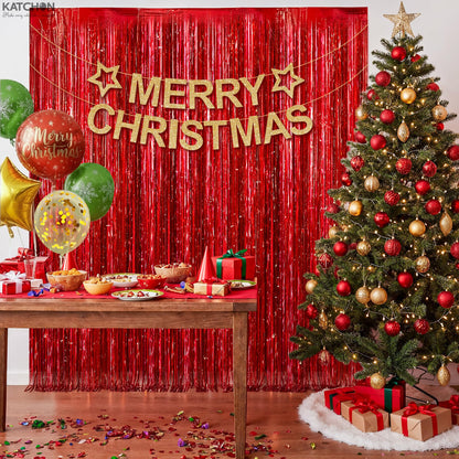 KatchOn, Large Red Streamers for Red Party Decoration - Pack of 2 | Fringe Backdrop for Merry Christmas Decorations | Carnival, Casino Theme Party Decorations | Birthday, New Years Decorations 2026