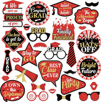 KatchOn, Graduation Photo Booth Props 2026 - Glitter, Pack of 30 | Red and Black Graduation Photo Props | Graduation Props for Red and Black Graduation Decorations 2026, Congrats Grad Decorations