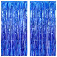 KatchOn Xtralarge Blue Fringe Backdrop - 8x3.2 Feet, Pack of 2 | Blue Streamers, Ocean Themed Party Decorations | Under The Sea Party Decorations, happy new year 2026 |