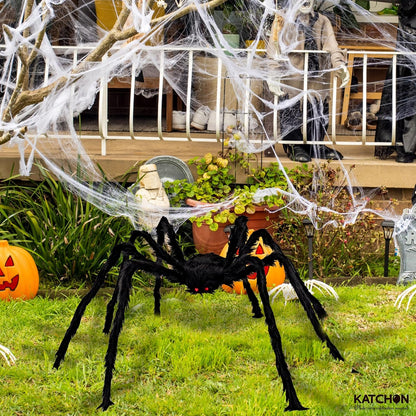 KatchOn Foldable Fake Spider Halloween Decorations Outdoor 6.5 Ft