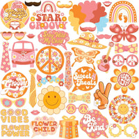 KatchOn, Two Groovy Photo Booth Props - Pack of 40, Groovy Photo Props | 60s Photo Booth Props | Retro Photo Booth Props for Two Groovy Party Decorations | Hippie Photo Booth Props for Birthday Party