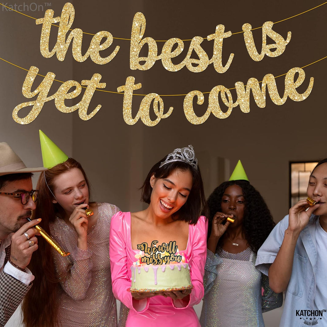 KatchOn Glitter The Best is Yet to Come Banner - 10 Feet, No DIY | Gold Congratulations Banner, 2026 Graduation Decorations | Congratulations Decorations for Gold Graduation Decorations 2026