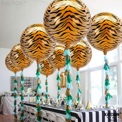 KatchOn, Big Tiger Balloons for Birthday Party - 22 Inch, Pack of 6 |Tiger Stripe Balloons,Tiger Print Balloon | Tiger Birthday Decorations for Jungle Party Decorations, Safari Party Decor