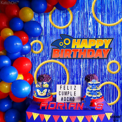 KatchOn, Xtralarge Blue Fringe Backdrop - 8x3.2 Feet, Pack of 2 | Blue Streamers Party Decorations | Blue Fringe Curtain for Ocean Decorations | Under The Sea Party Decorations, Blue Party Decorations