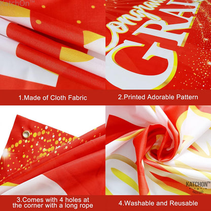 KatchOn, Red Congrats Grad Banner - Xtralarge, 72x44 Inch | Red and Gold Congrats Grad Banner for Graduation Party Decorations 2026 | Graduation Decorations 2026
