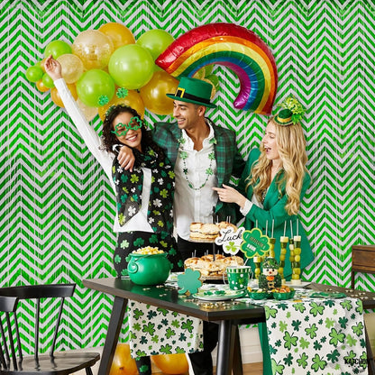 KatchOn, Green & White Foil Fringe Curtains - 3.2x6.5 Feet, Pack of 2 - St Patricks Day, Graduation
