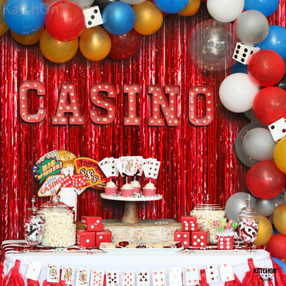 KatchOn, Large Red Streamers for Red Party Decoration - Pack of 2 | Fringe Backdrop for Merry Christmas Decorations | Carnival, Casino Theme Party Decorations | Birthday, New Years Decorations 2026