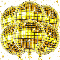 KatchOn, Huge Gold Disco Ball Balloons - 22 Inch Pack of 6 | 4D Disco Balloon, Gold Party Decorations | Graduation Balloons, Graduation Decorations 2025 | Disco Ball Decoration