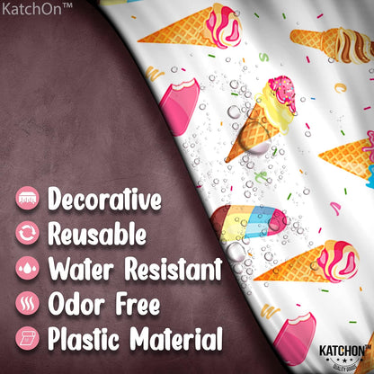 XtraLarge 108x54 Inch Ice Cream Table Cover - Pack of 2 Plastic Ice Cream Table Cloths for Parties | Ice Cream Birthday Party Decorations | Popsicle Themed Table Cover | Summer Party Table Decorations
