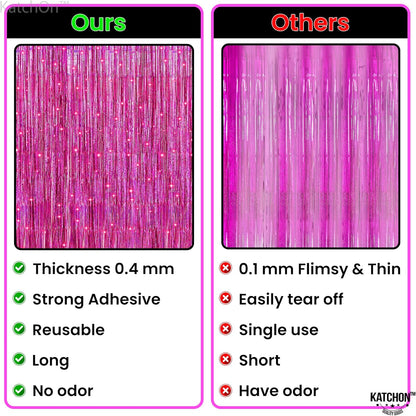 KatchOn, Sage Green Foil Fringe Curtain - 3.2x8 Feet, 2 Pcs | Sage Green Party Decoration supplies for Jungle Party Decorations | Wild One Birthday Decorations | Camp Bachelorette Decorations