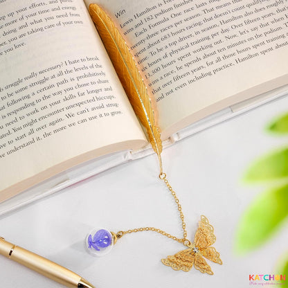 KatchOn, Metal Feather Bookmark with Butterfly Charm | Valentines Day Gifts for Teachers, Valentines Day Gifts for Her | Teachers Gift, Bookmarks for Women, Mom | Girls Readers Book Lovers, Coworker