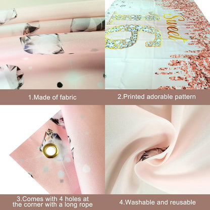 KatchOn, Rose Gold Sweet 16 Banner - Large, 72x44 Inch | Sweet 16 Party Decorations | Sweet 16 Backdrop for Sweet 16 Birthday Decorations | Sweet 16 Birthday Banner, Sweet Sixteen Party Decorations