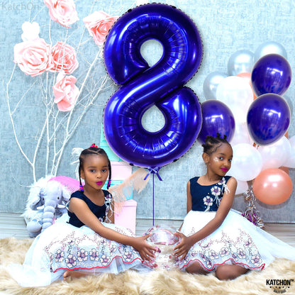 KatchOn, Navy Blue Number 8 Balloon - 40 Inch | Number 8 Balloons for Birthdays | 8th Birthday Decorations Boy | Blue 8 Balloon Number, 8 Year Old Balloon | 8th Birthday Balloons, Eight Balloon Number