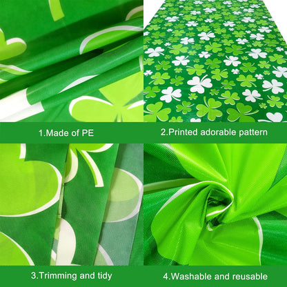KatchOn, Pack of 2 St Patricks Day Tablecloth - 54x108 Inch | Disposable Shamrock Tablecloth for Shamrock Decorations | St Patricks Day Decorations Plastic Table Cloth | St Patricks Day Table Cloth