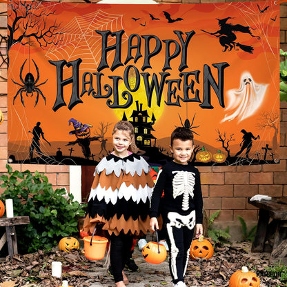 KatchOn Orange Happy Halloween Banner 72x44 Inch