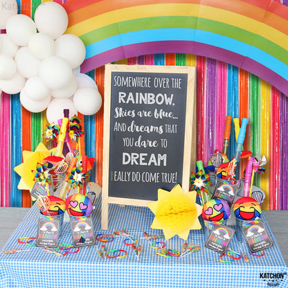 KatchOn, Sparkling Rainbow Fringe Curtain - 3.2x8 Feet, Pack of 2 | Easter Foil Fringe Curtains for Rainbow Party Decorations | Rainbows Backdrop | Party Streamers for Easter Decorations for Home