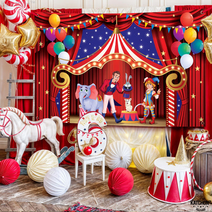 KatchOn, XtraLarge, Circus Banner - 72x44 Inch | Circus Theme Party Decorations, Carnival Decorations for Birthday | Carnival Games Backdrop, Photo Booth Banner for Party Decorations