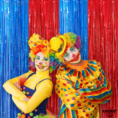 KatchOn Xtralarge Streamers - Red & Blue, 8x3.2 Feet | Fringe Curtain, Party & Carnival Decorations - Circus Theme