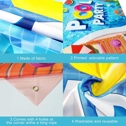 KatchOn Pool Party Banner 72x44 Inch | Pool Party Banner, Pool Party Decorations, Summer Backdrop for Summer Party Decorations