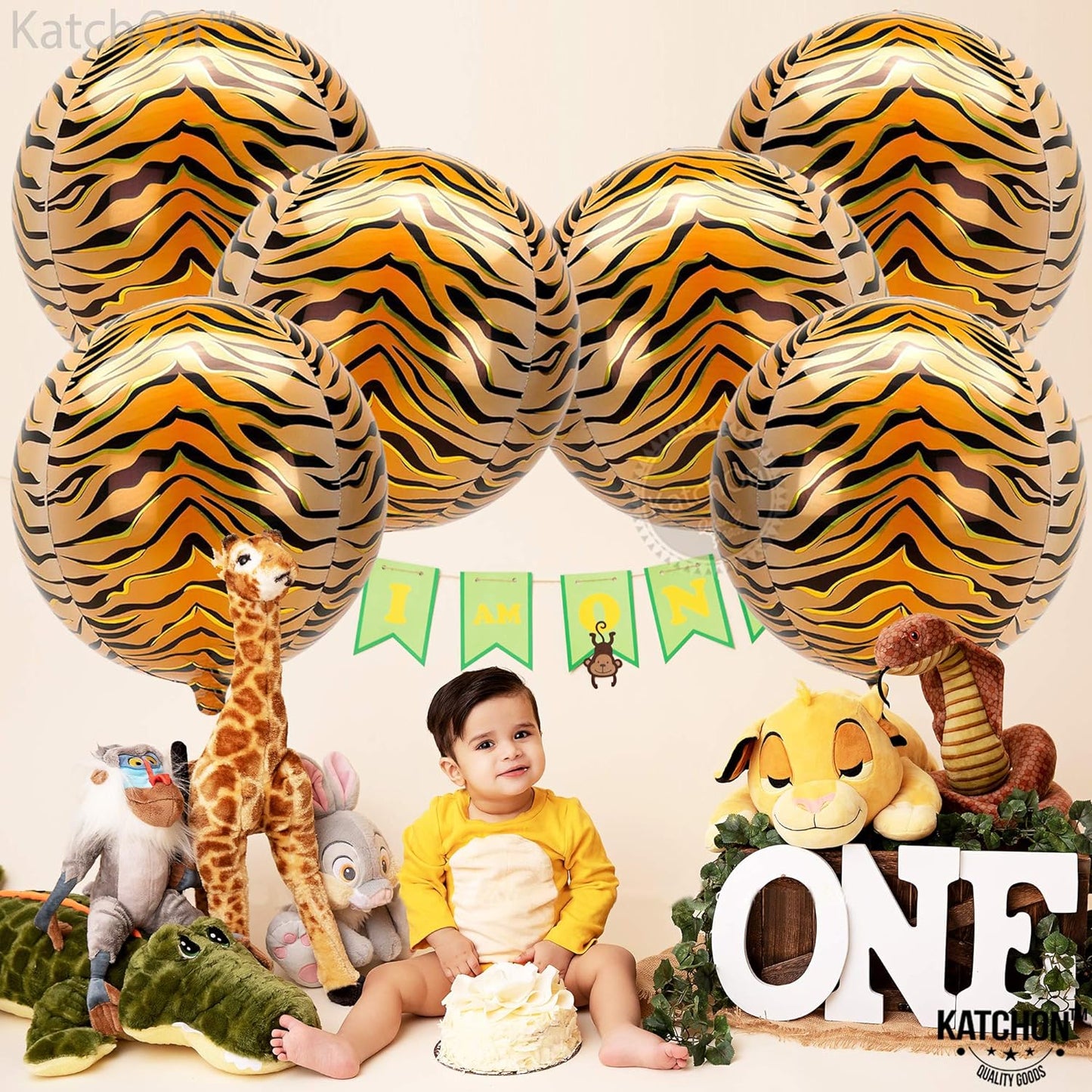 KatchOn, Big Tiger Balloons for Birthday Party - 22 Inch, Pack of 6 | Tiger Stripe Balloons, Tiger Party Decorations | Tiger Print Balloons | Tiger Birthday Decorations | Tiger Decorations for Party