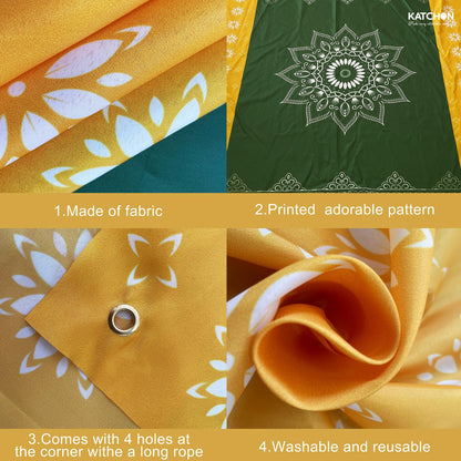 KatchOn, Xtralarge Indian Traditional Backdrop - 7.5X5 Feet | Navratri Decoration, Durga Puja & Diwali decorations For Home | Indian Photo Backdrop for Wedding, House Warming Decor, Happy Diwali