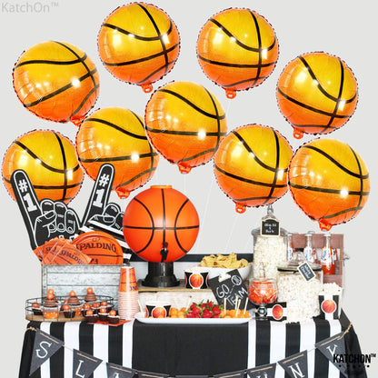 KatchOn, Big, Orange Foil Basketball Balloons - 18 Inch, Pack Of 10 | Basketball Decorations For Homecoming, basketball Birthday Party Decoration | Space Jam Party decorations, Sports Balloon Arch Kit