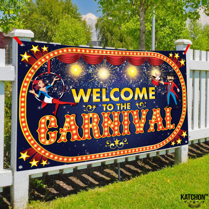KatchOn, Welcome to The Carnival Banner - XtraLarge, 72x44 Inch | Carnival Games | Carnival Backdrop for Birthday Party | Circus Theme Party Decorations | Carnival Banner for Circus Decoration