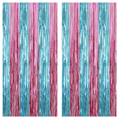 KatchOn, XtraLarge Pink and Blue Streamers - 8x3.2 Feet, Pack of 2 | Gender Reveal Decorations | Baby Gender Reveal Backdrop Boy or Girl | Pink and Blue Backdrop for Pink and Blue Party Decorations
