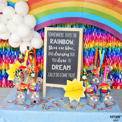 KatchOn, Wave Rainbow Fringe Curtain - Large, 3.25x8 Feet, Pack of 2 | Easter Decorations for Home | Easter Backdrops, Rainbow Birthday Decorations | Pride Streamers for Pride Party Decorations