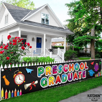 KatchOn, Preschool Graduation Banner 2024-120x20 Inch | Preschool Graduation Yard Sign 2026 | Preschool Graduation Decorations 2026 | Prek Graduation Banner for Prek Graduation Decorations
