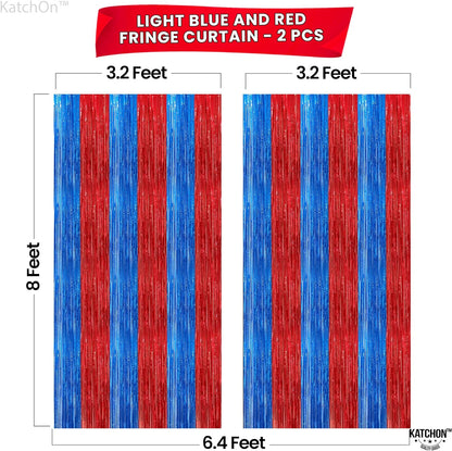 KatchOn, Red and Blue Streamers, Pack of 2 - Xtralarge, 8x3.2 Feet | Red and Blue Fringe Curtain, Red and Blue Party Decorations | Circus Theme Party Decorations | Red and Blue Carnival Decorations