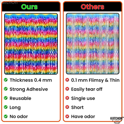 KatchOn, Wave Rainbow Fringe Curtain - Large, 3.25x8 Feet, Pack of 2 | Easter Decorations for Home | Easter Backdrops, Rainbow Birthday Decorations | Pride Streamers for Pride Party Decorations